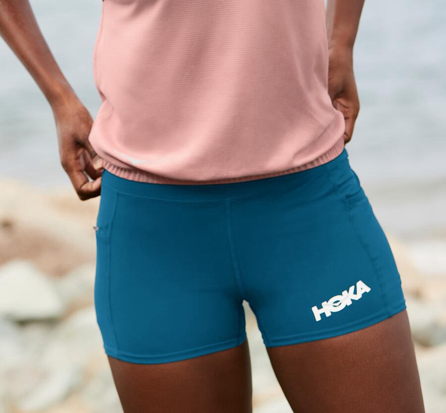 Bermudas Hoka One One Feminino Azuis - Performance Em Trico - 709-GAUHMX